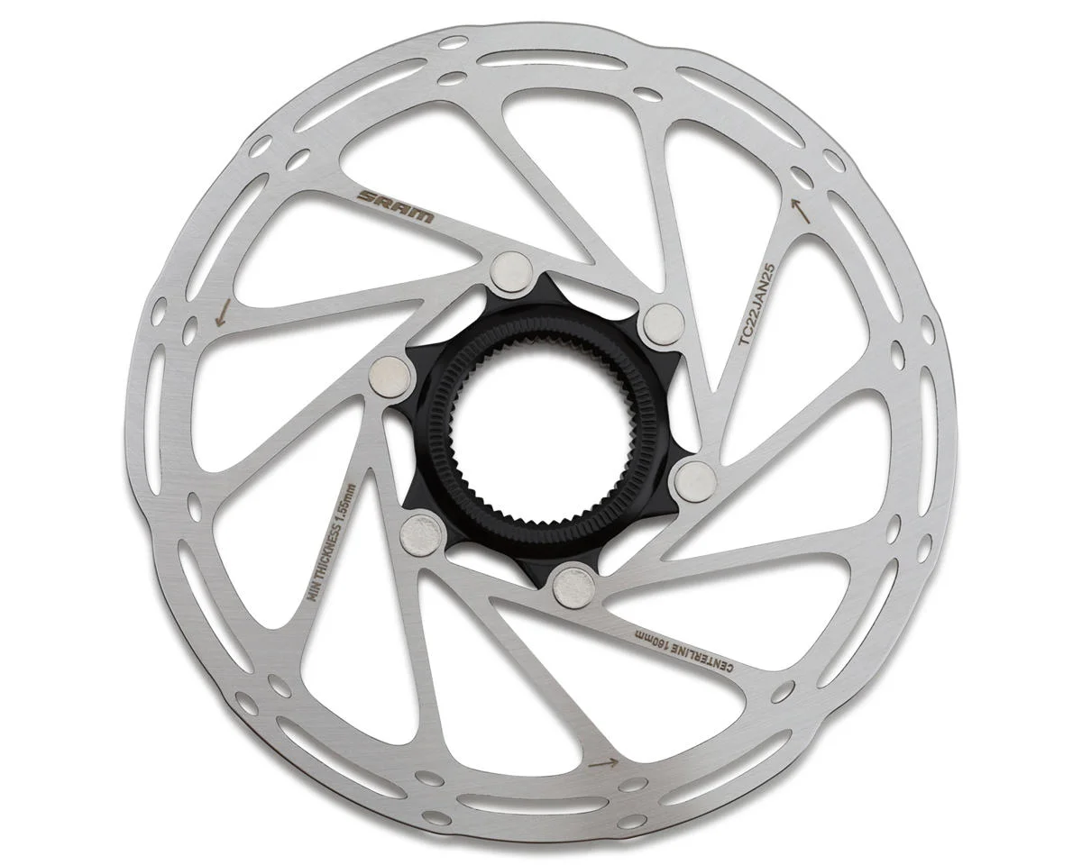 SRAM CenterLine Disc Brake Rotor (Silver/Black) (160mm) (Internal Spline) (Centerlock) (W/ Lock Ring)